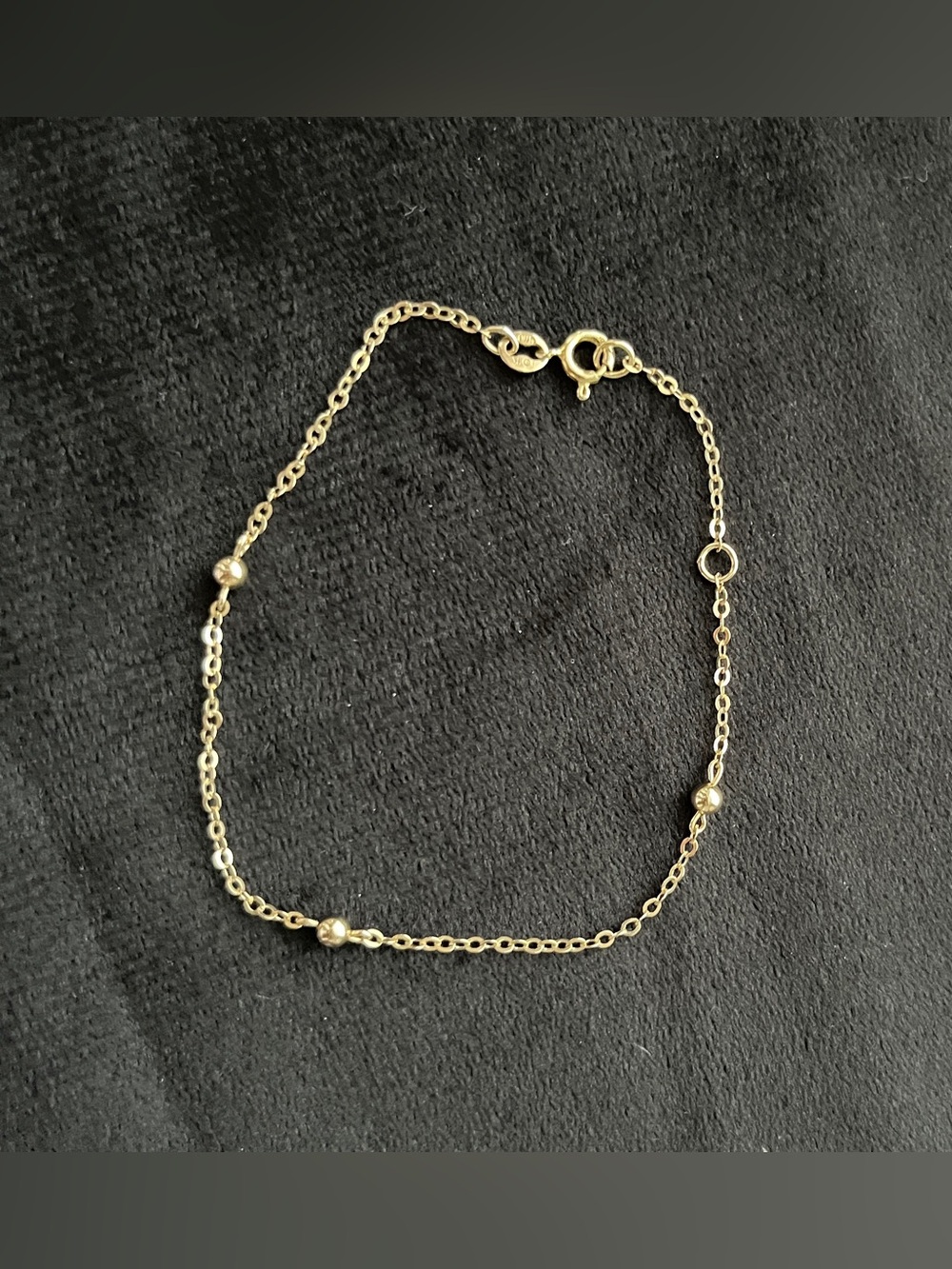 Delicate 10K Solid Rose Gold Beaded Station Bracelet